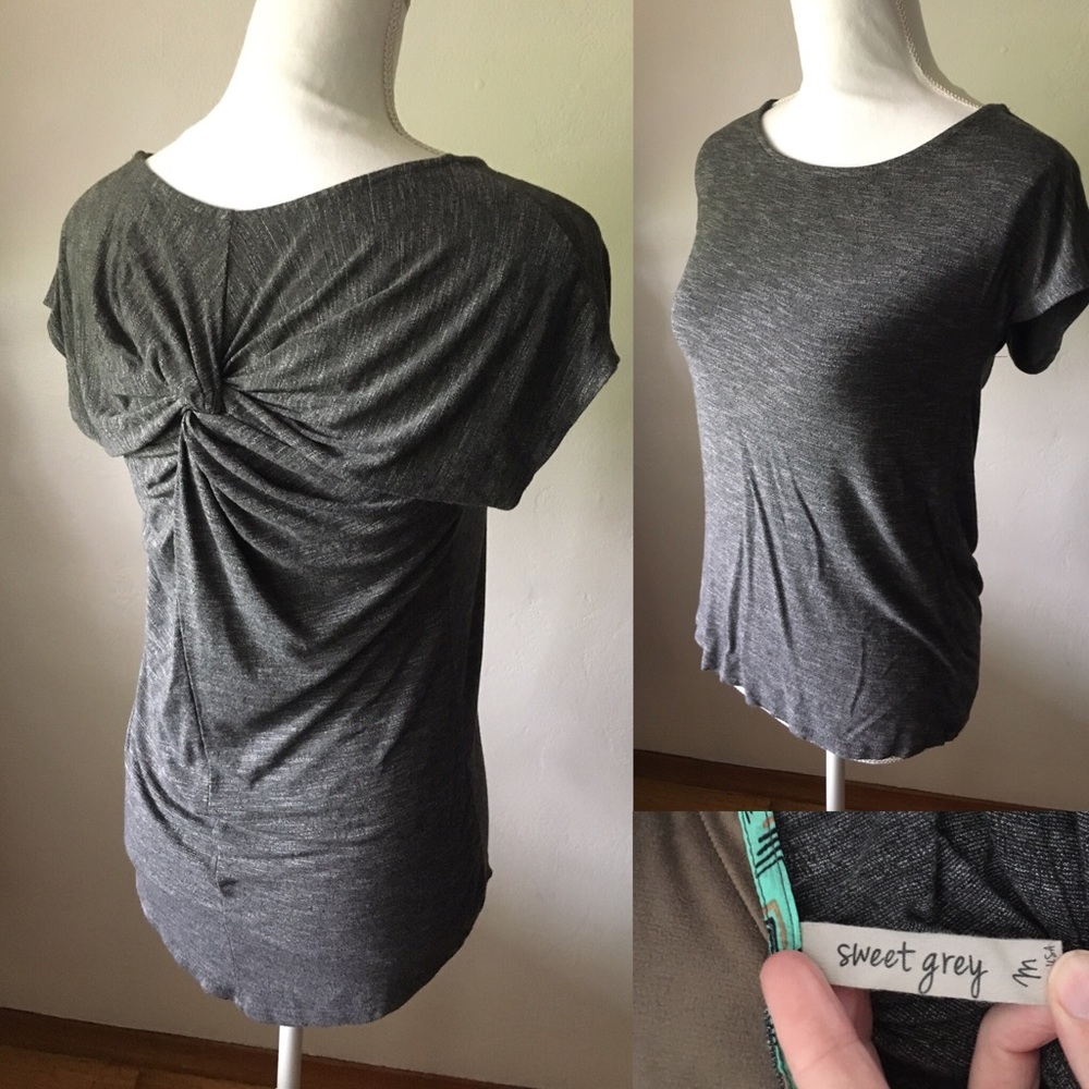 Sweet Grey tee with knotted back high low style