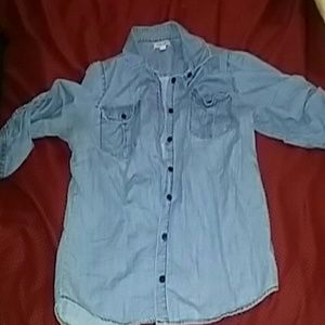 Denim long sleeve button up shirt