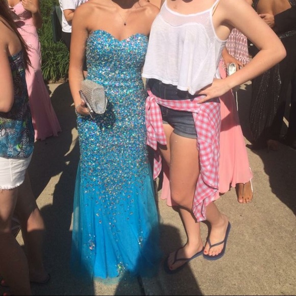 Prombay Dresses Blue Strapless Prom Dress Poshmark