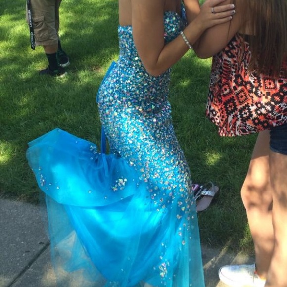 Prombay Dresses Blue Strapless Prom Dress Poshmark