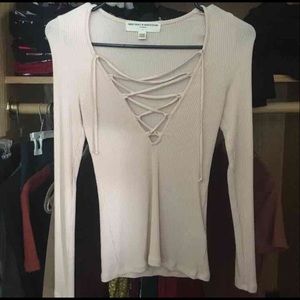 Blush laceup shirt