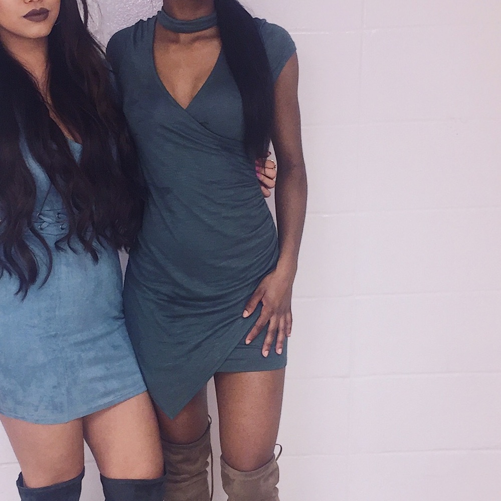 Olive Green Choker dress