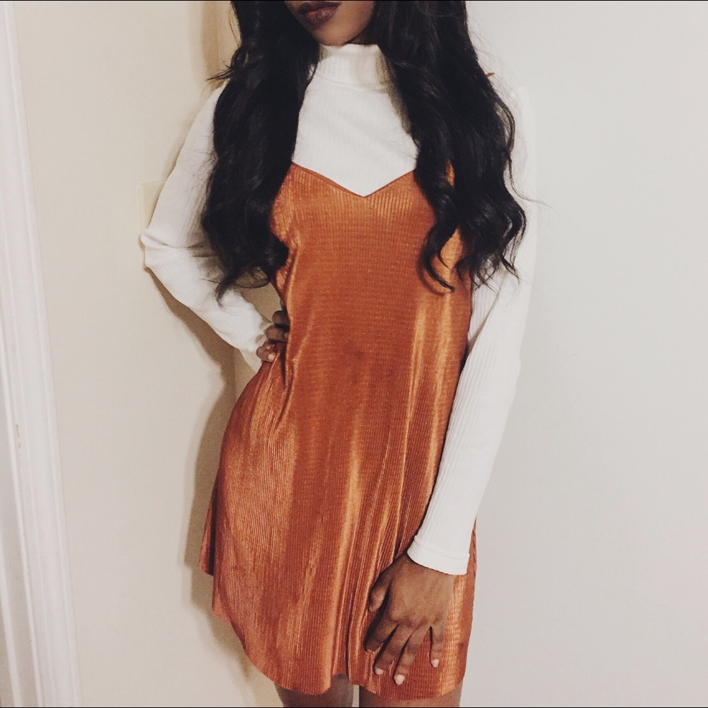 Burnt orange slip dress