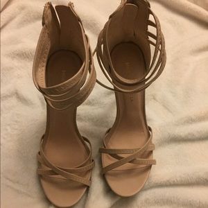 Nude strappy heels