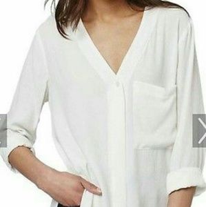 Top Shop White V- Neck Blouse