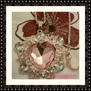 Long Crystal Rose Gold Pendant NECKLACE!