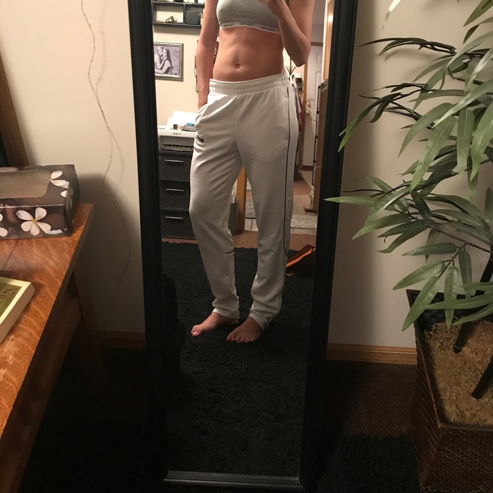 White Nike Dri Fit sweatpants