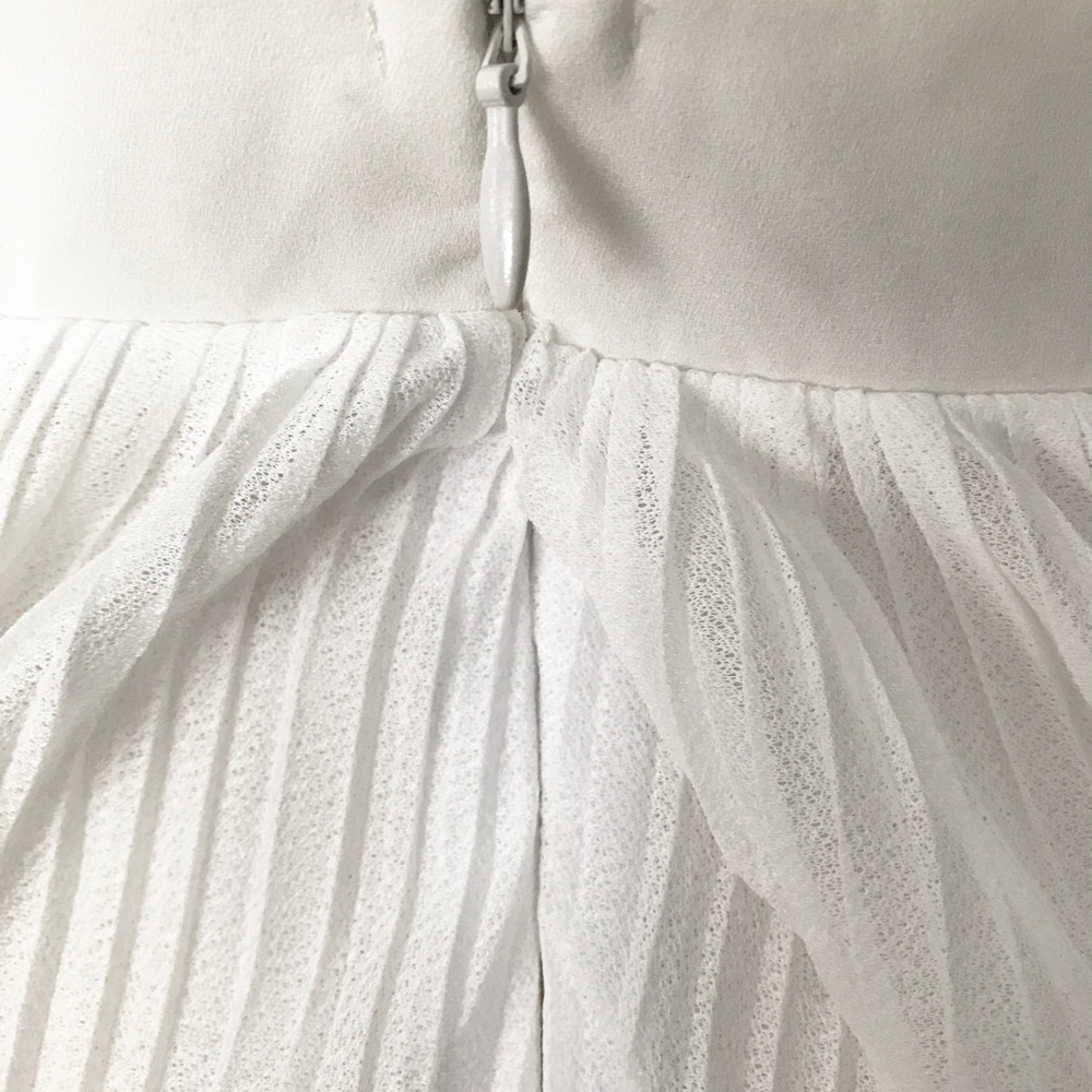 White Mini-Pleated Flowy Midi Skirt - Picture 5 of 7
