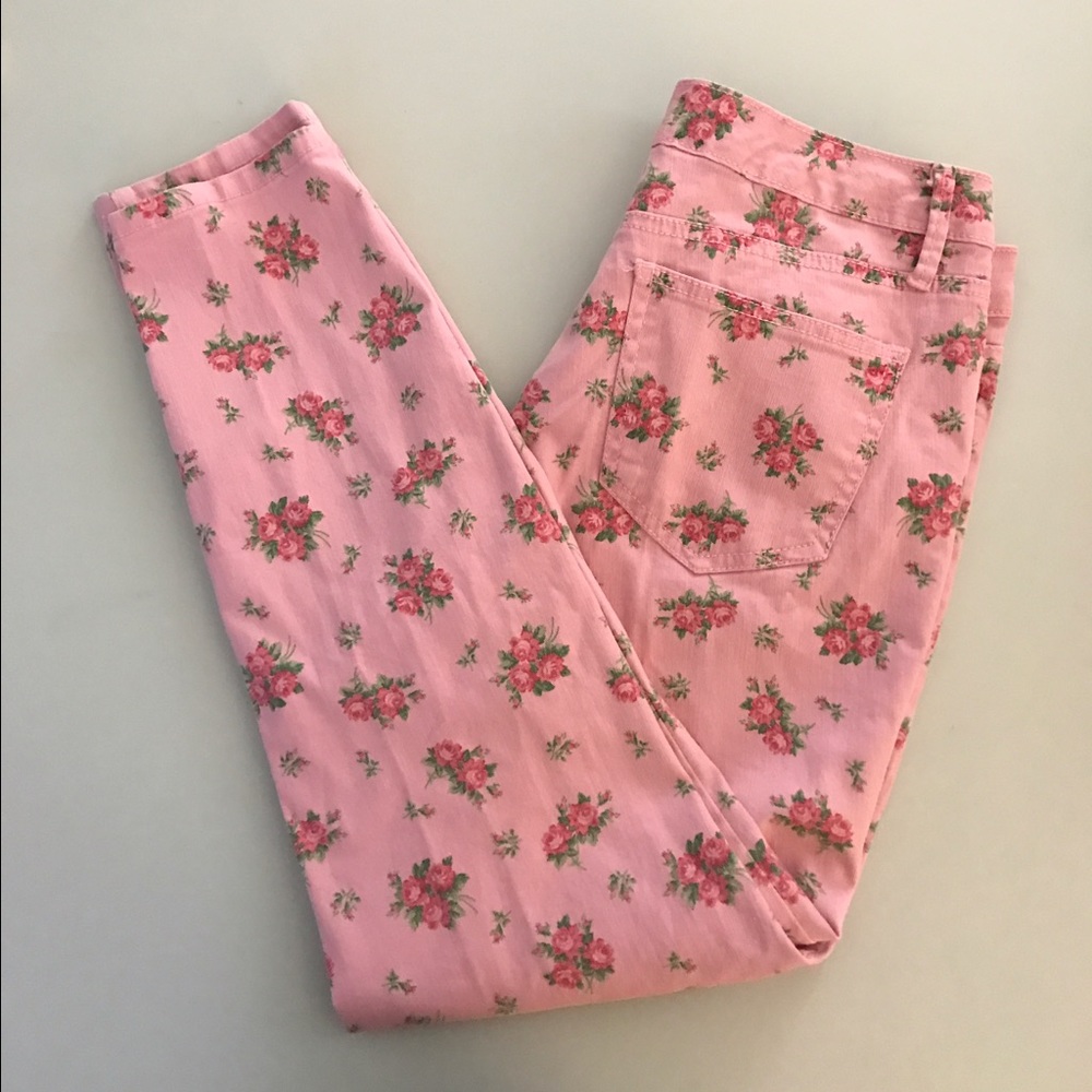 Pink Floral Jeans
