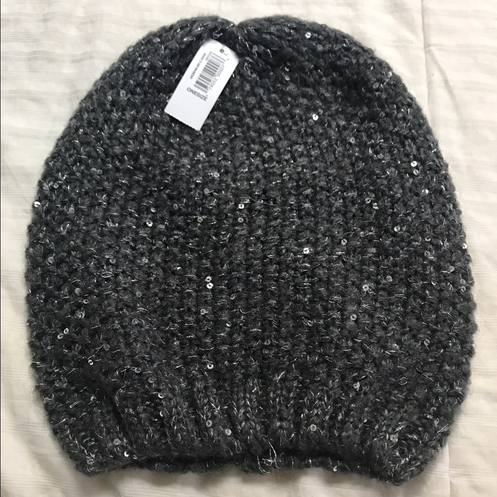 Gray & Silver Metallic Winter Hat
