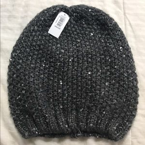 Gray & Silver Metallic Winter Hat