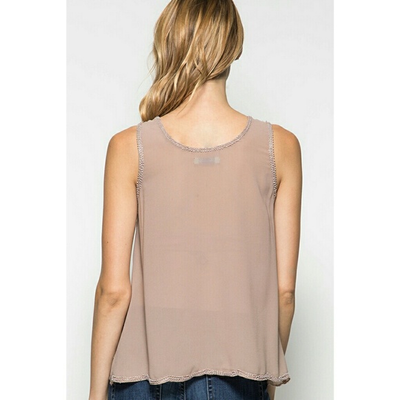 Silk chiffon beaded Blouse beige new S M L - Picture 5 of 8