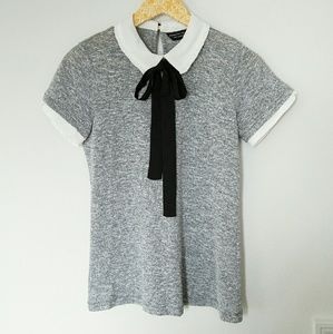 NWOT-Dorothy Perkins Gray blouse with white collar
