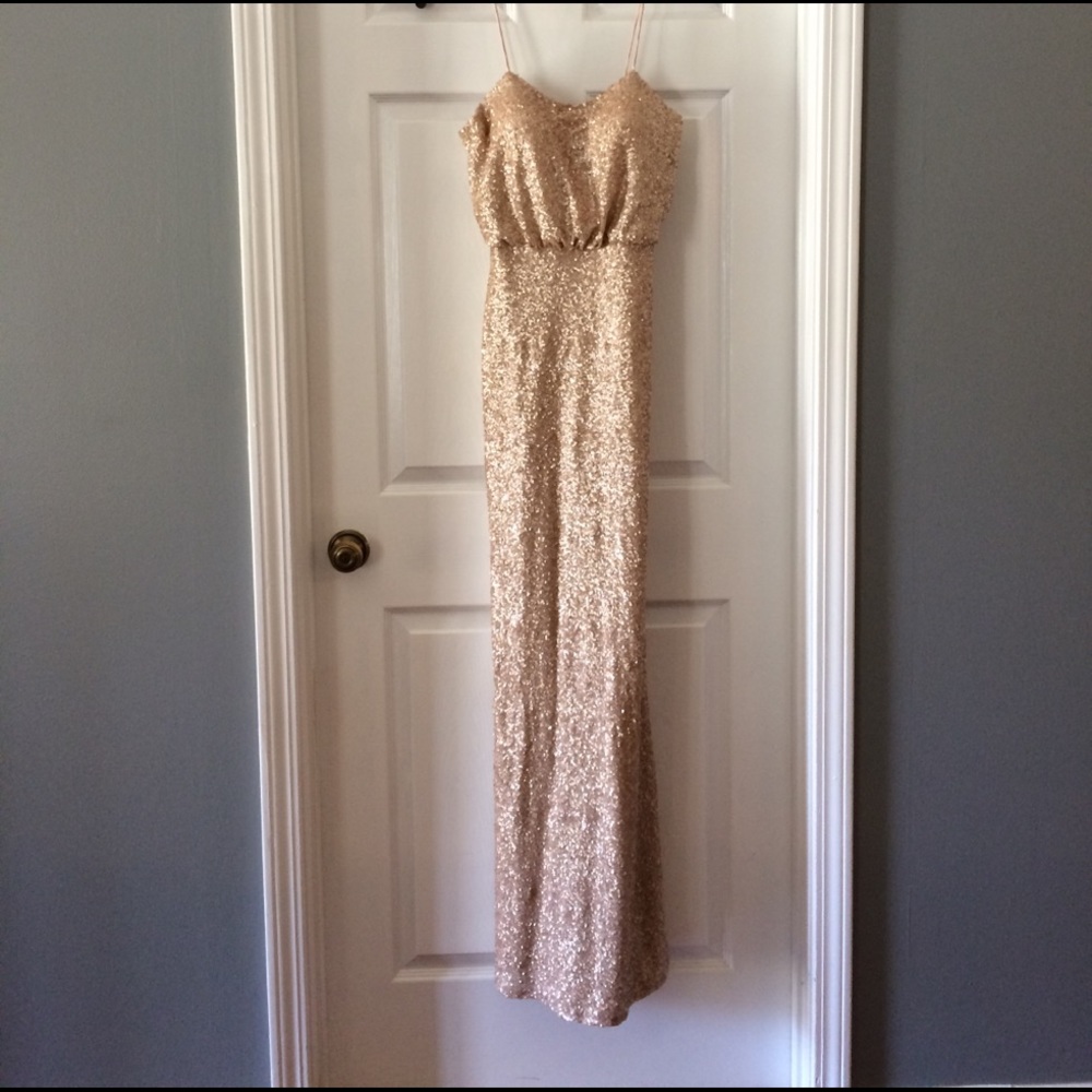 Matte champagne sequin dress by Sorella Vita