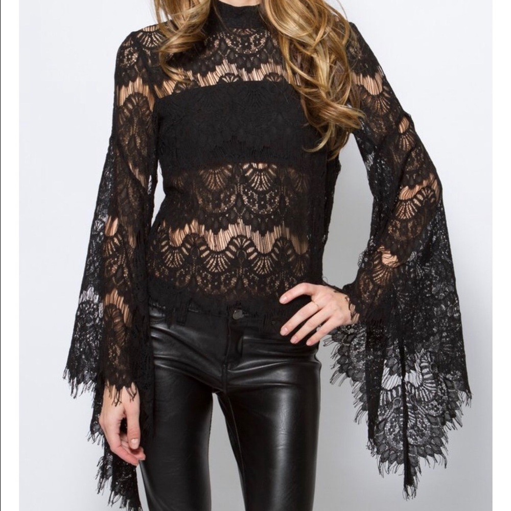 SOLD!!! Lace Drama Bell Sleeve top