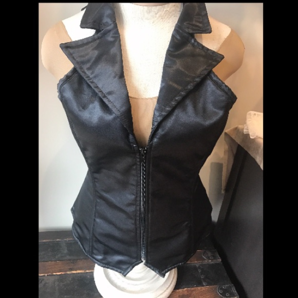 Collared Halter Corset with Zip Front