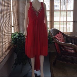 Sweep Train Dress w/ Beading Front