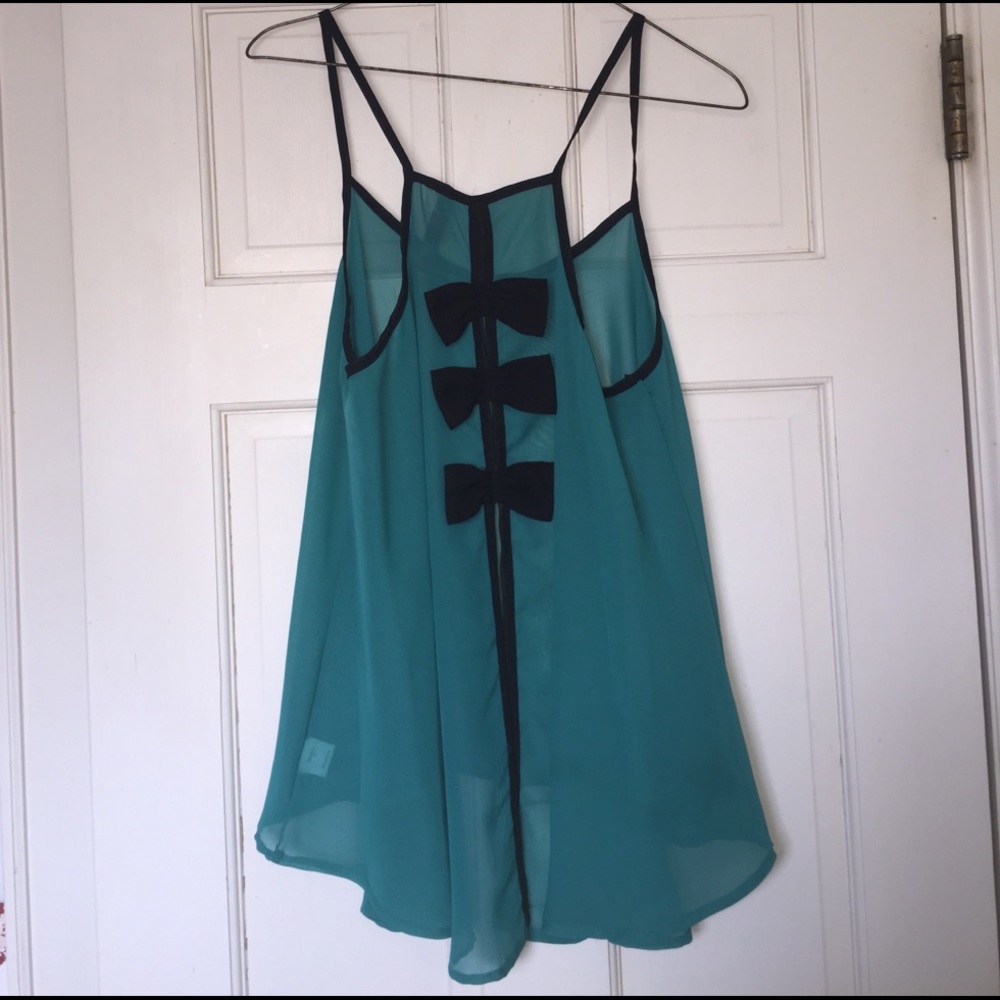 Teal and black tank top