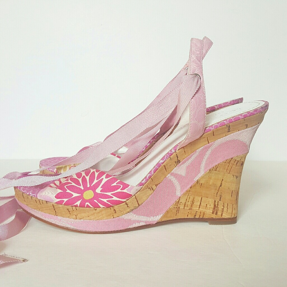 COACH RACHEL WEDGE STRAPPY SANDALS