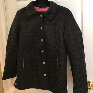 Black Coach jacket-pink lining/gold buttons- XS