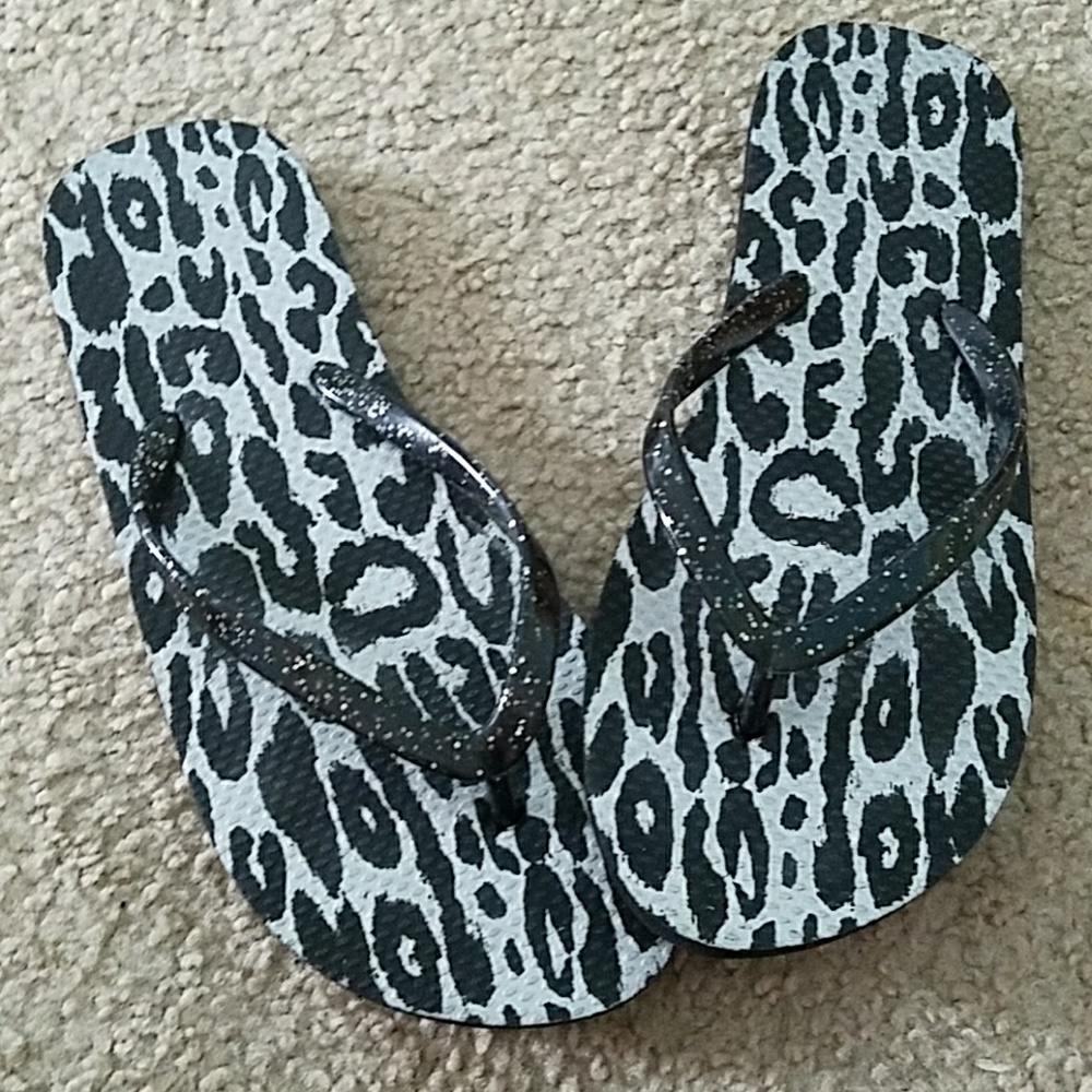 Animal print flip flops