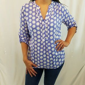 GAP Blue Casual Blouse with White Circle Detail