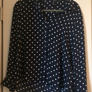 Black and white polka dot button up blouse
