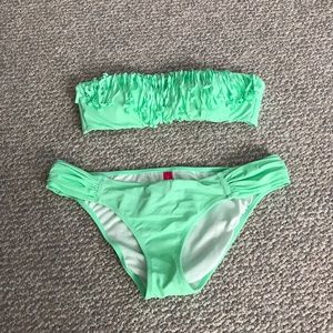 Fringe green bathing suit