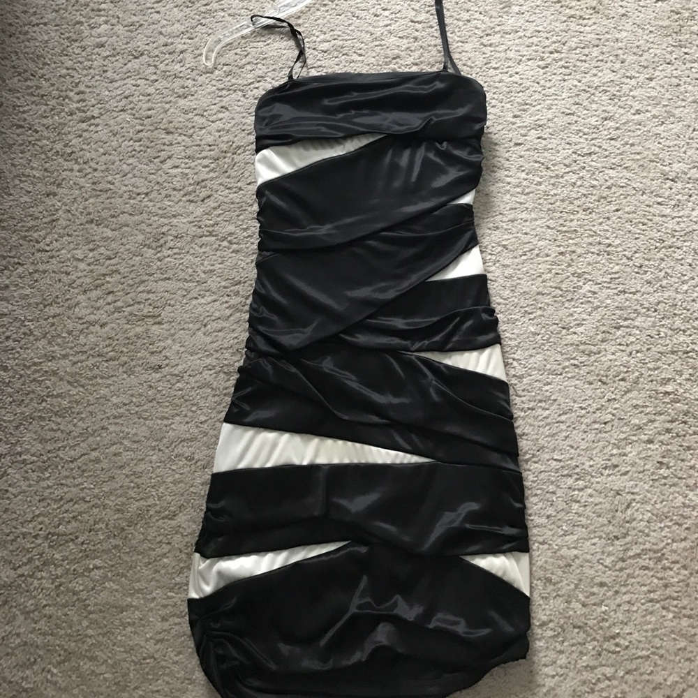 Tight fitted black and white dress