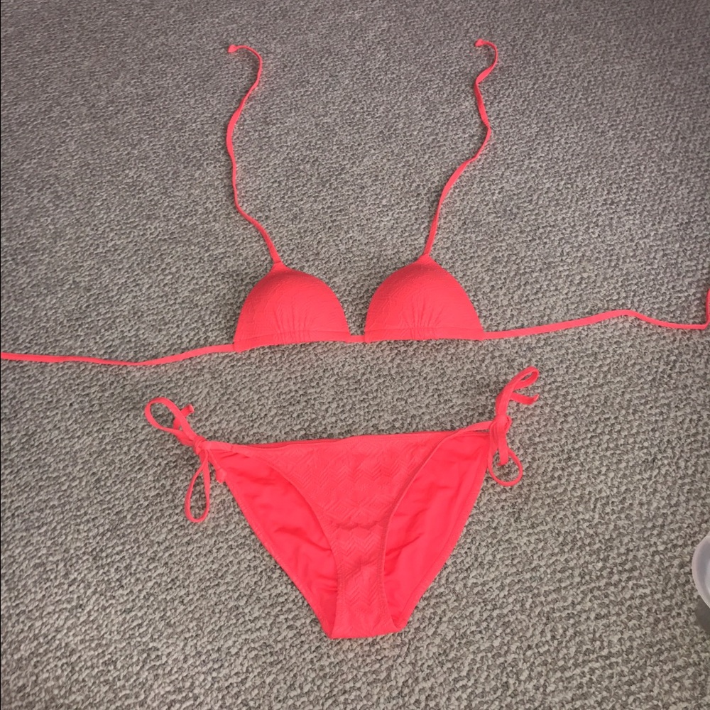 Neon pink bathing suit