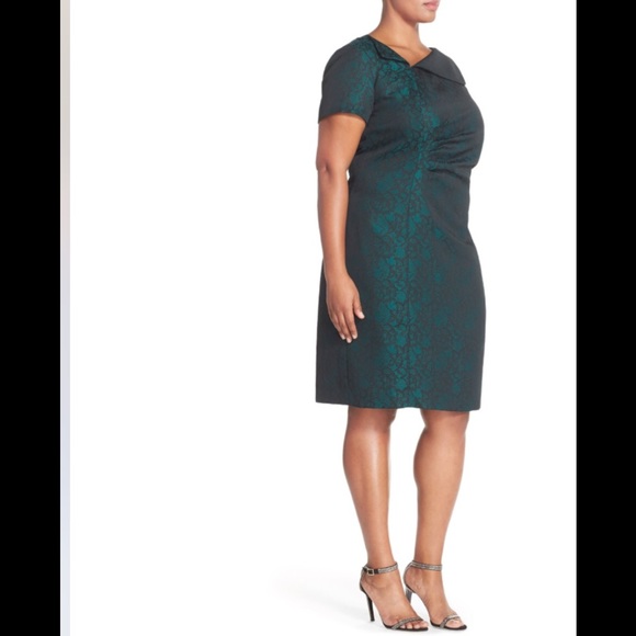 Tahari emerald green holiday Christmas dress - Picture 4 of 8