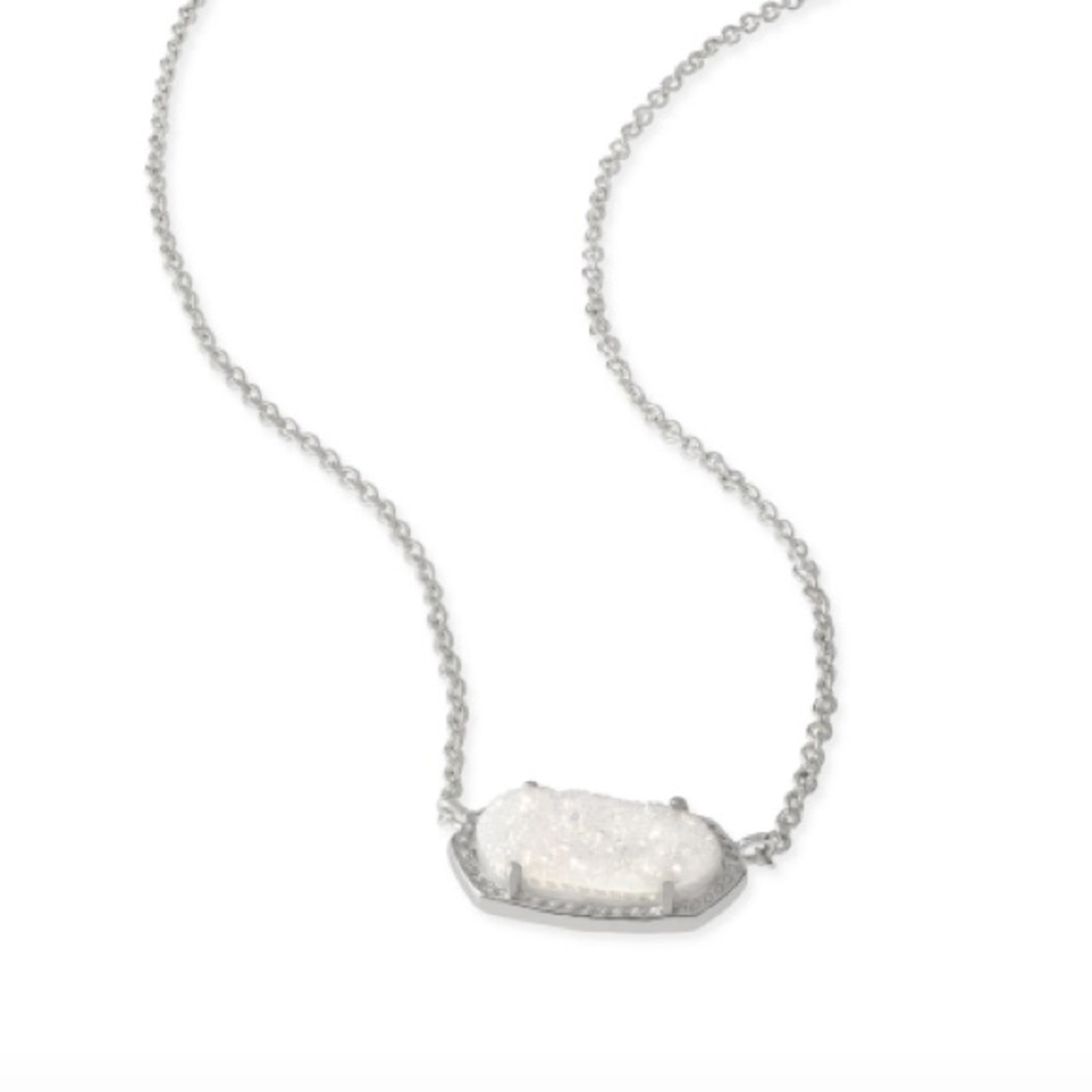 Elisa Silver Pendant Necklace In Iridescent Drusy