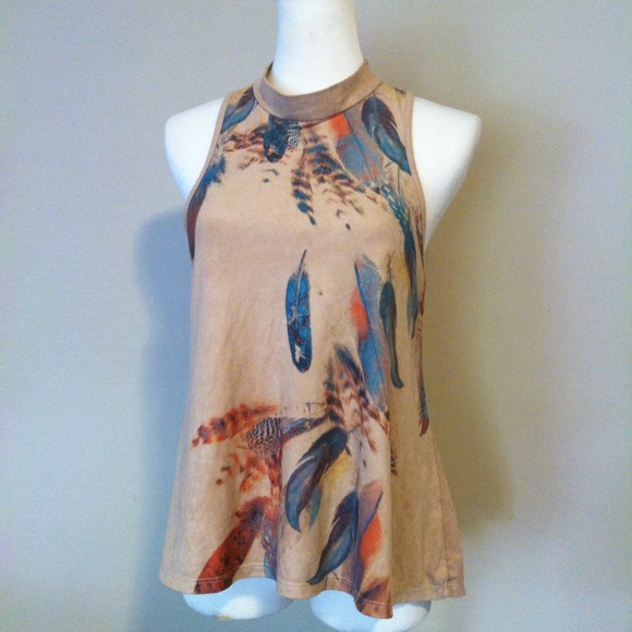 a'gaci Tops - Vegan Suede Feather top