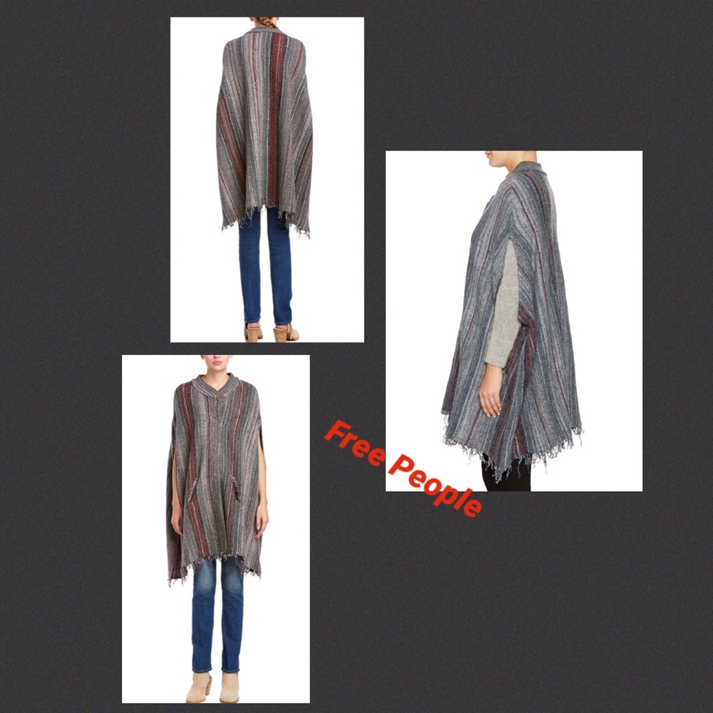 NEW Free People Boho Blanket Poncho Cape M/L