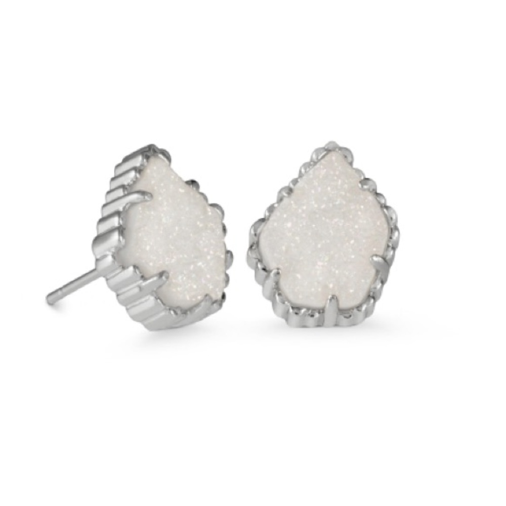 Tessa Silver Stud Earrings In Iridescent Drusy