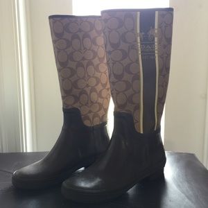 Coach brown rain boots