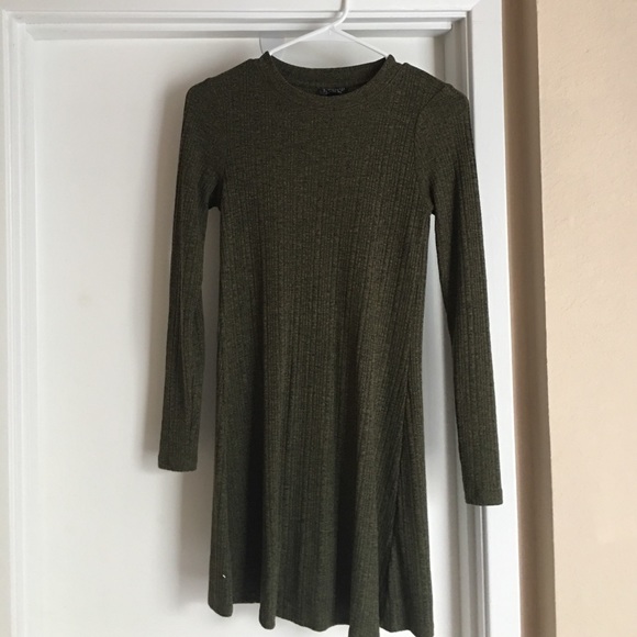Olive Green Long Sleeve Dress - Topshop - Picture 1 of 3