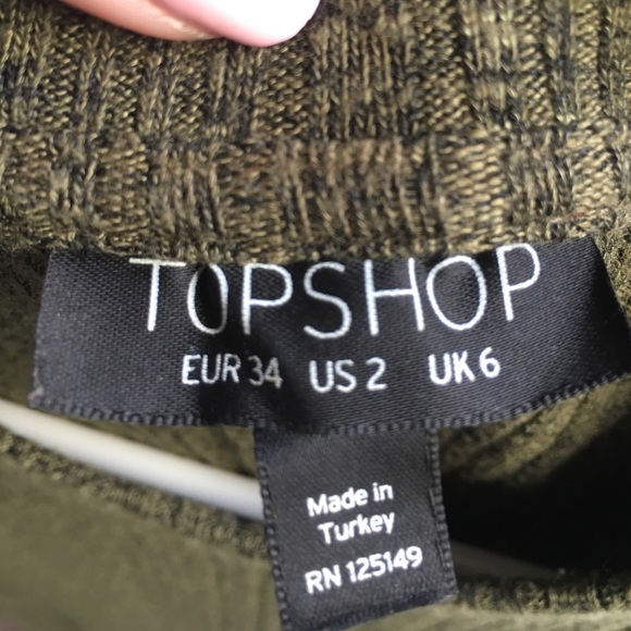 Olive Green Long Sleeve Dress - Topshop - Picture 3 of 3