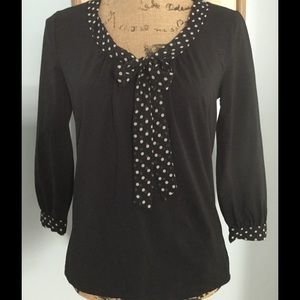 Polka dot necktie blouse