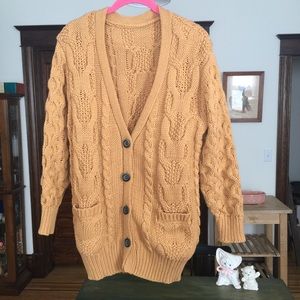 Kawaii forest girl mustard oversized cardigan Kawaii forest girl mustard oversized cardigan