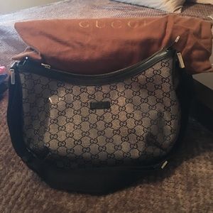 Metallic Gucci purse with box & bag