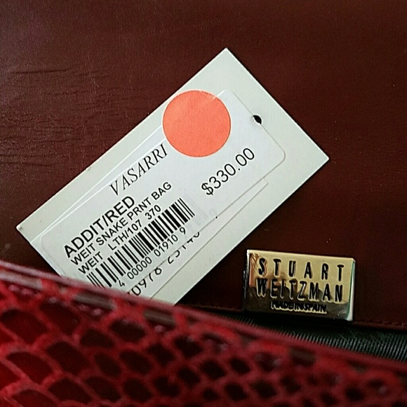 Stuart Weitzman Crimson Snake Print Purse - Picture 5 of 6