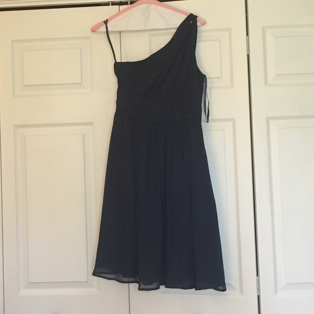 Navy Blue One Shoulder Dress - Sz 2