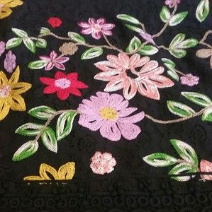 Embroidered Black Floral  Skirt,  L