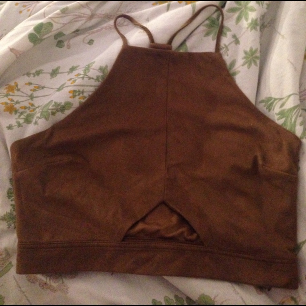 Brown suede crop top