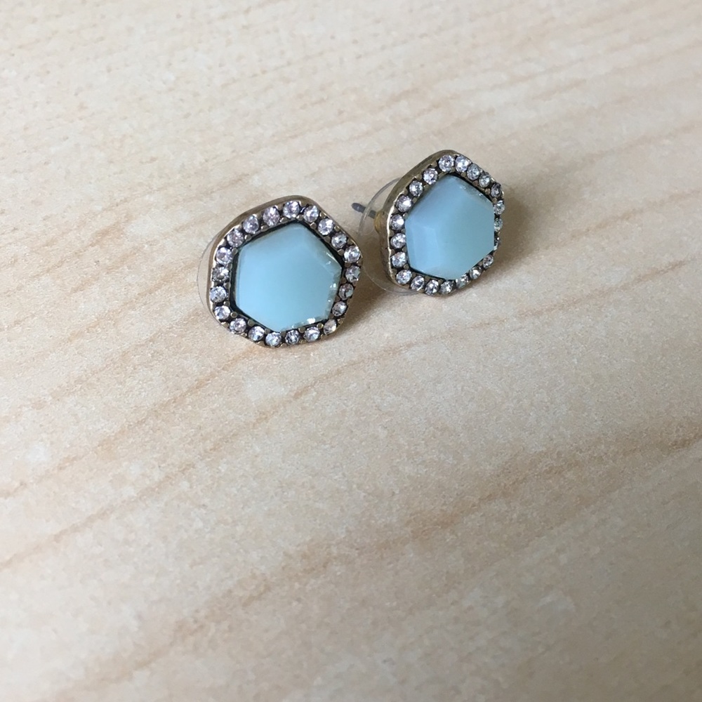  Moving Sale  Mint hexagon earrings - Picture 2 of 5