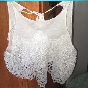 White lace la hearts tank