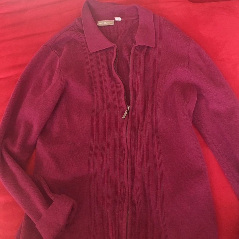 Cranberry colored zip sweater
