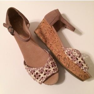 TOMS Stucco Satin Woven Platform Sandal NEW