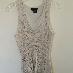 Karen Kane, light tan, crochet tank dress